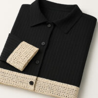 Elegant Black Ensemble with Lace Accent Two-Piece Set - Image 3
