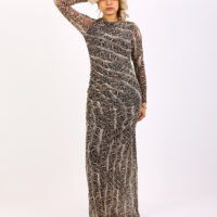 Serpentine Elegance - Long Sleeve Python Print Maxi Dress