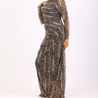 Serpentine Elegance - Long Sleeve Python Print Maxi Dress - Image 3