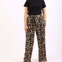 Wild Sophistication - Leopard Print Wide-Leg Pants with Tie Waist