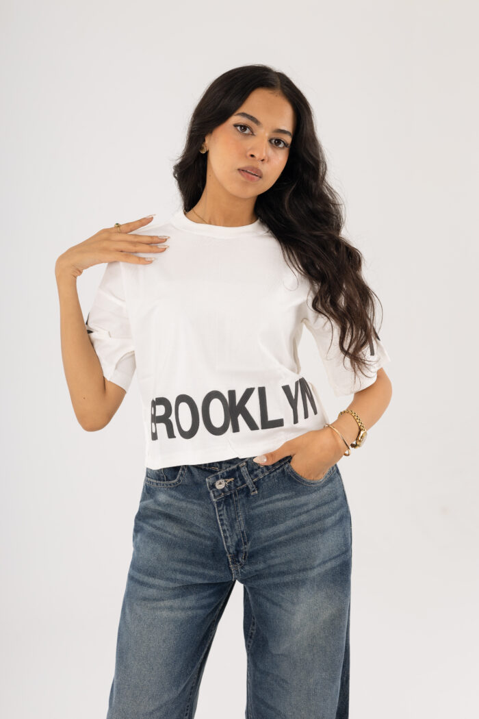 Brooklyn Vibes – Printed Crop T-shirt - Image 2