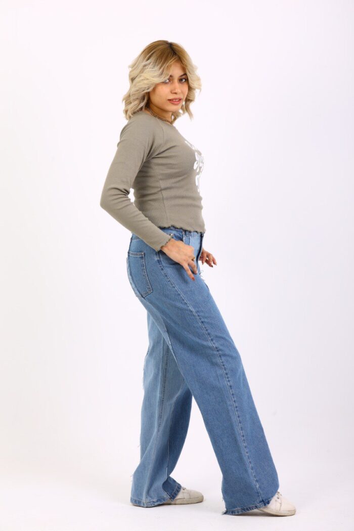 Wide leg mixed jeans - Image 4