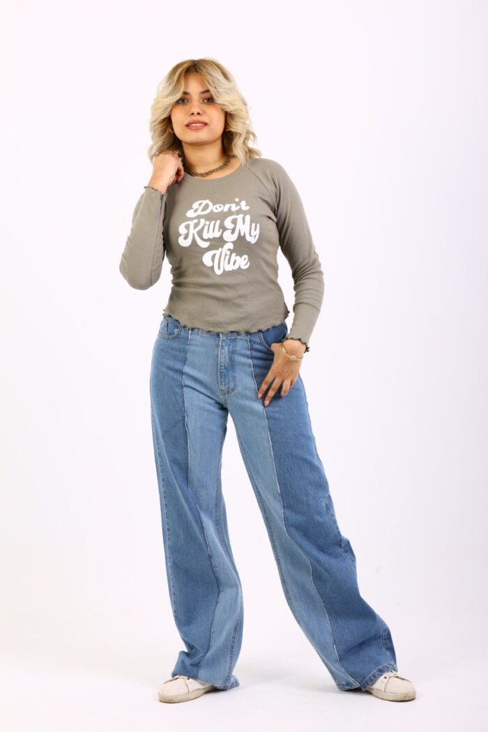 Wide leg mixed jeans - Image 5