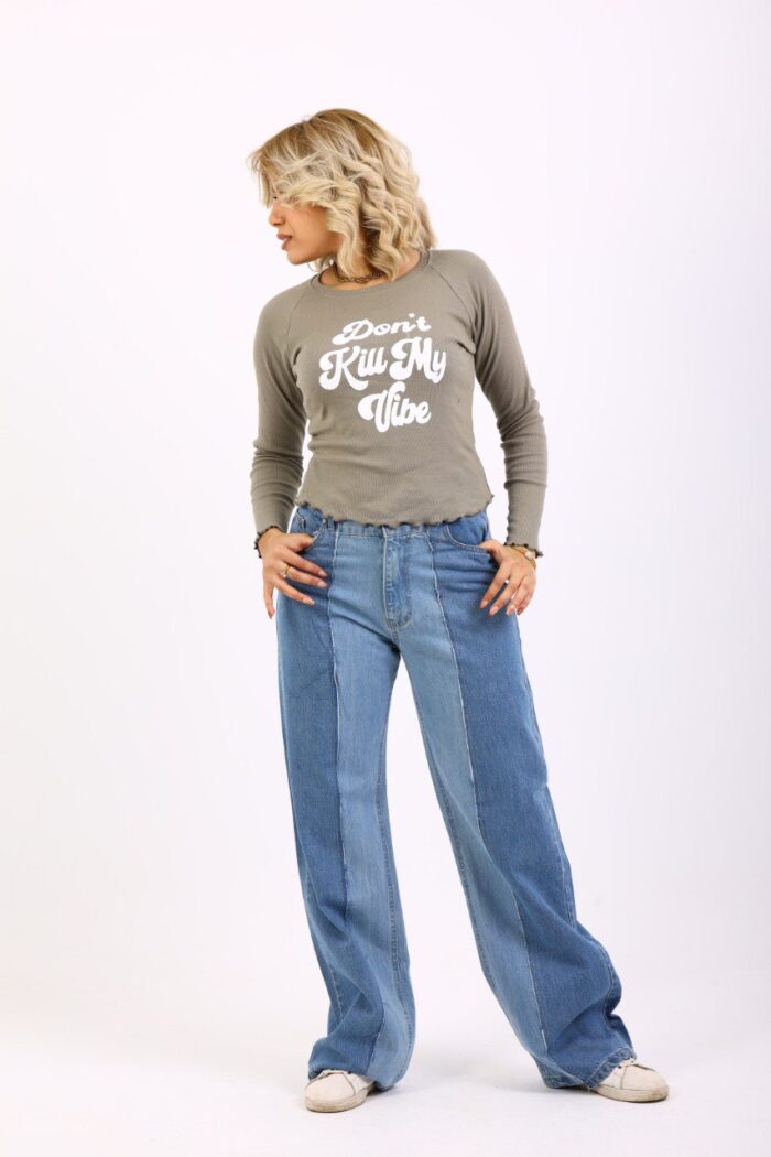 Wide leg mixed jeans - Image 3