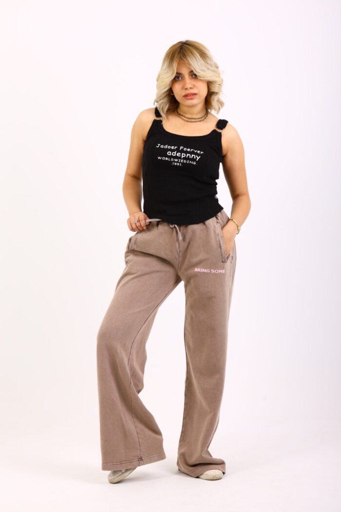 wide leg washed sweatpant