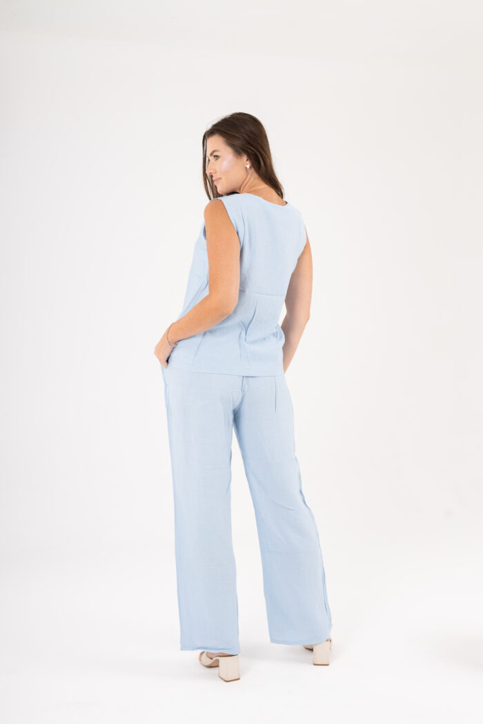 linen long wide leg trousers - Image 26