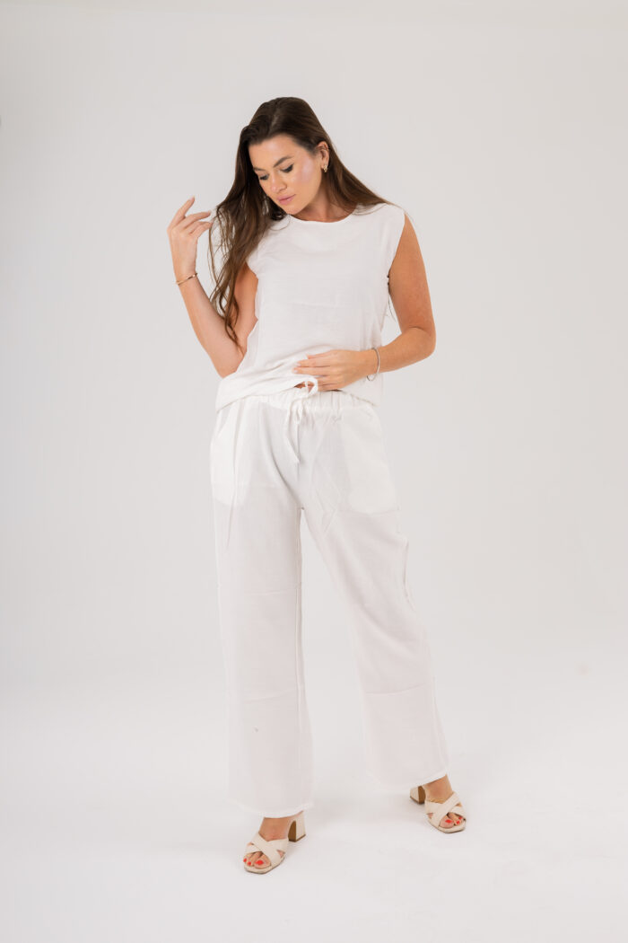 linen long wide leg trousers - Image 24