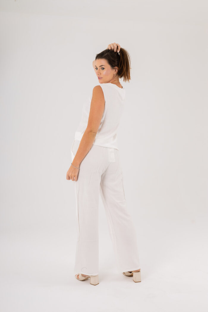 linen long wide leg trousers - Image 23