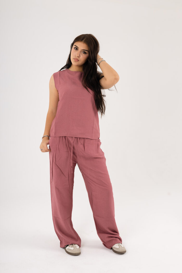 linen long wide leg trousers - Image 17