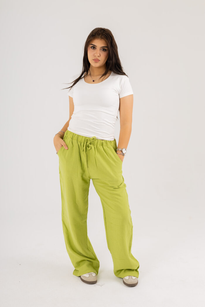 linen long wide leg trousers - Image 3