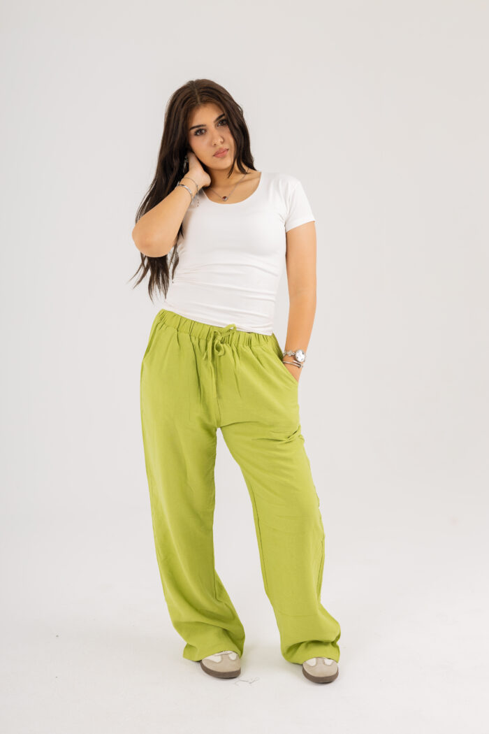 linen long wide leg trousers - Image 2