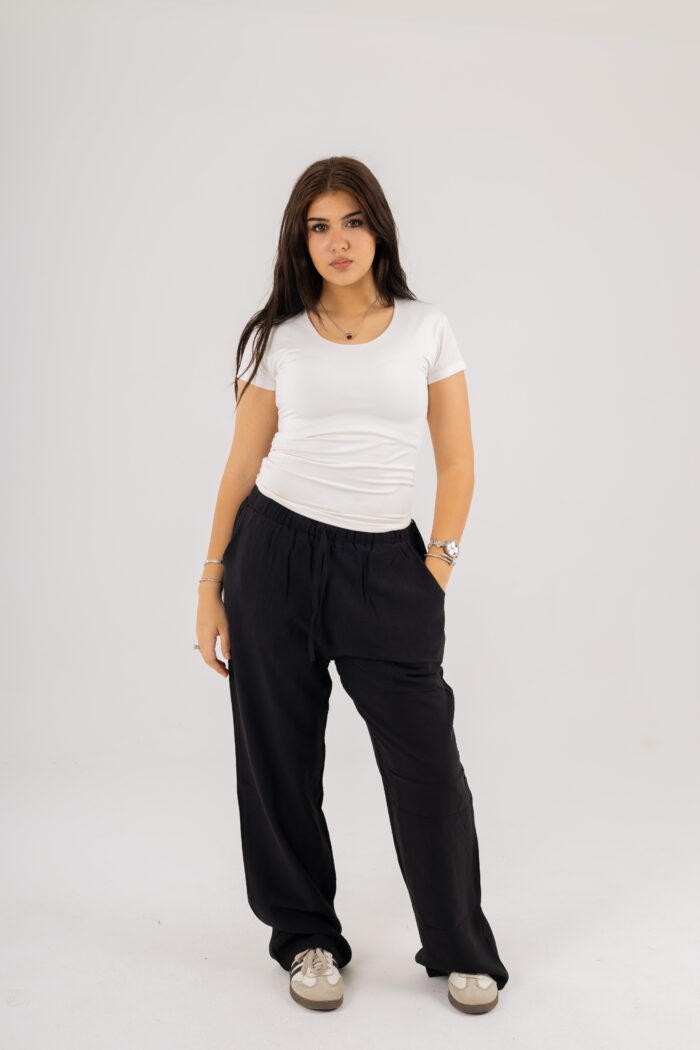 linen long wide leg trousers - Image 12