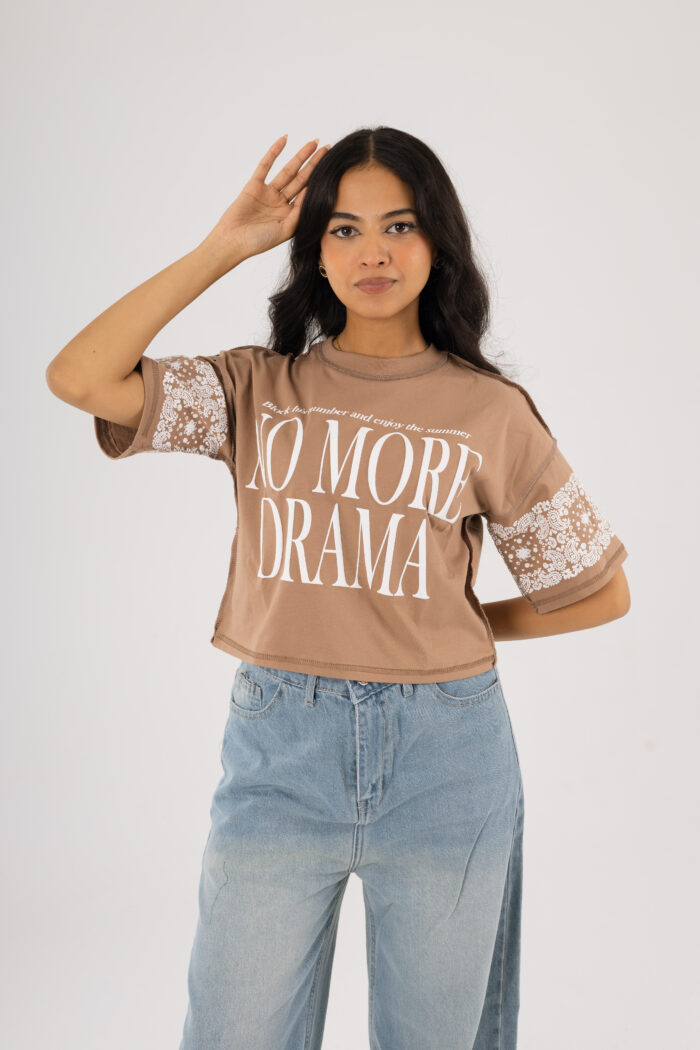 No More Drama – Printed Crop T-shirt - Image 2