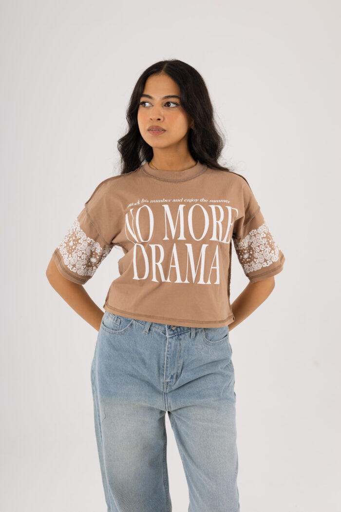 No More Drama – Printed Crop T-shirt - Image 4