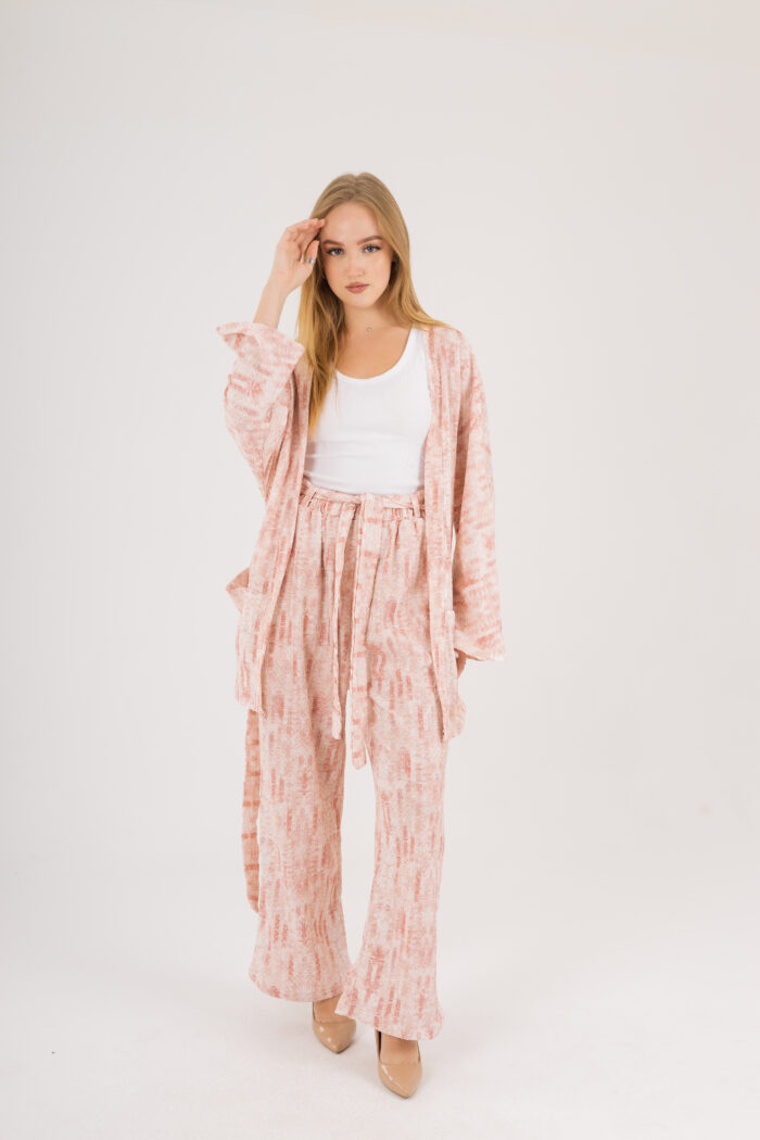 Oversize Printed Kimono and Wide-Leg Pants Set - Image 9