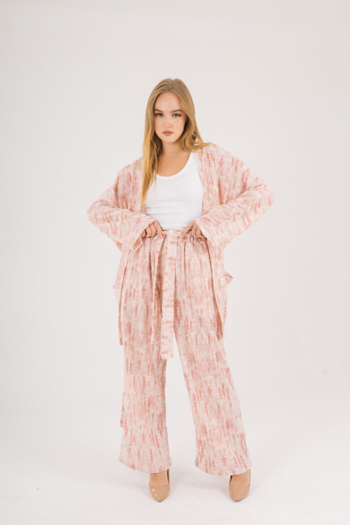 Oversize Printed Kimono and Wide-Leg Pants Set - Image 10