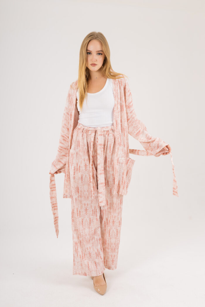 Oversize Printed Kimono and Wide-Leg Pants Set - Image 11