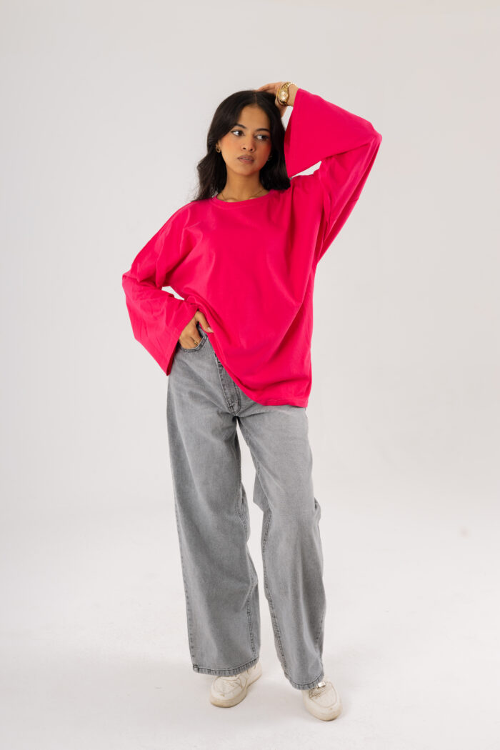 Over Size BasicT-shirt with long sleeves - Image 6