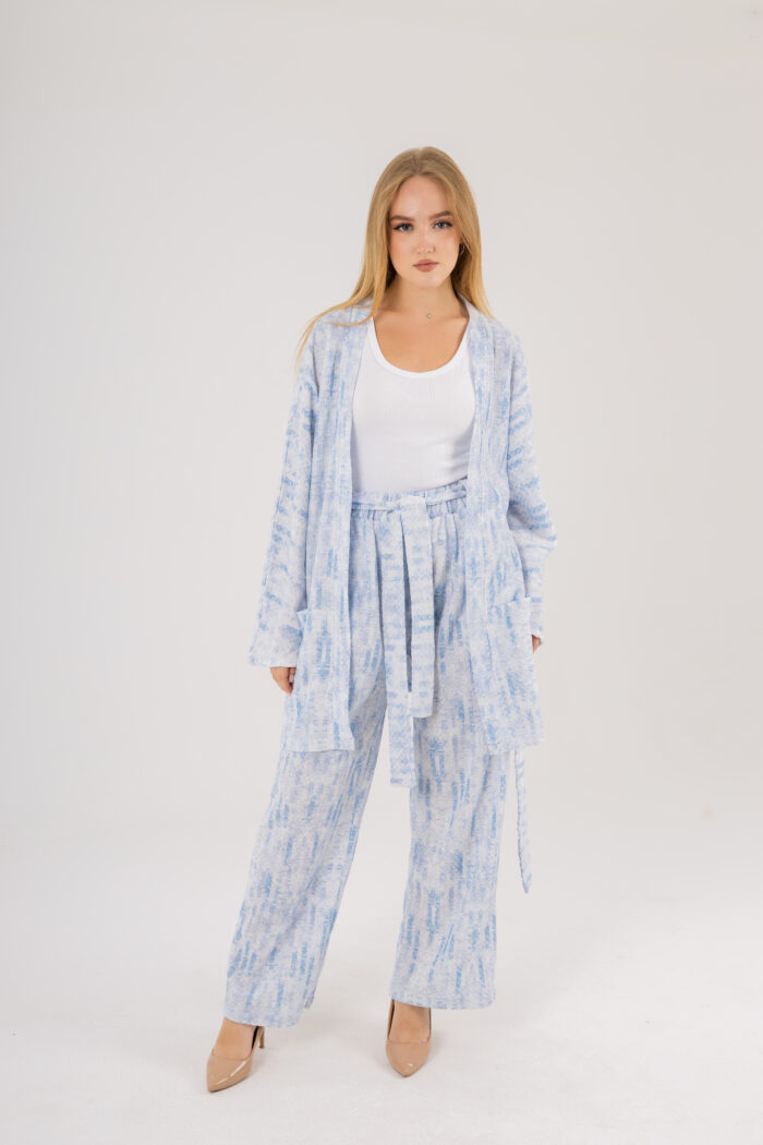 Oversize Printed Kimono and Wide-Leg Pants Set - Image 19