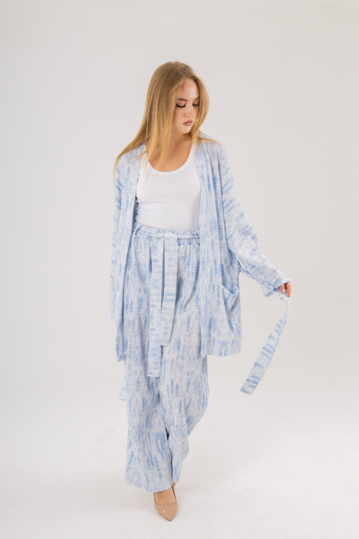 Oversize Printed Kimono and Wide-Leg Pants Set - Image 21
