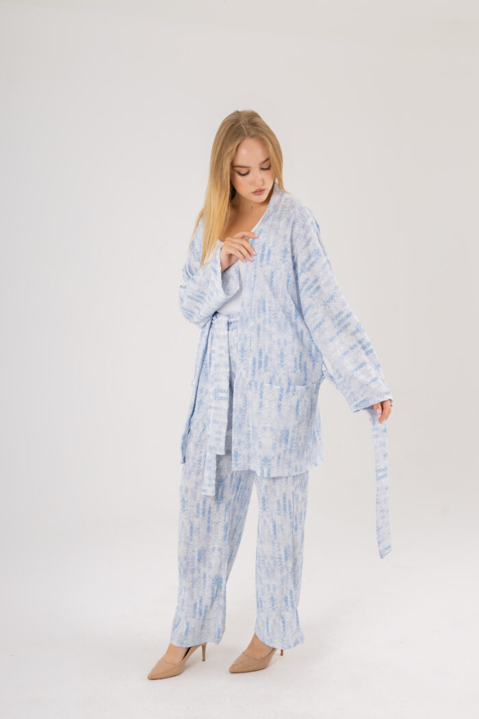 Oversize Printed Kimono and Wide-Leg Pants Set - Image 23