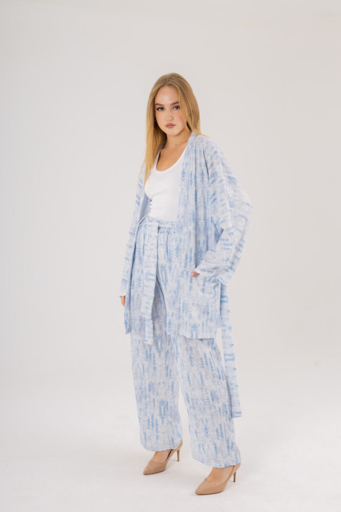 Oversize Printed Kimono and Wide-Leg Pants Set - Image 24